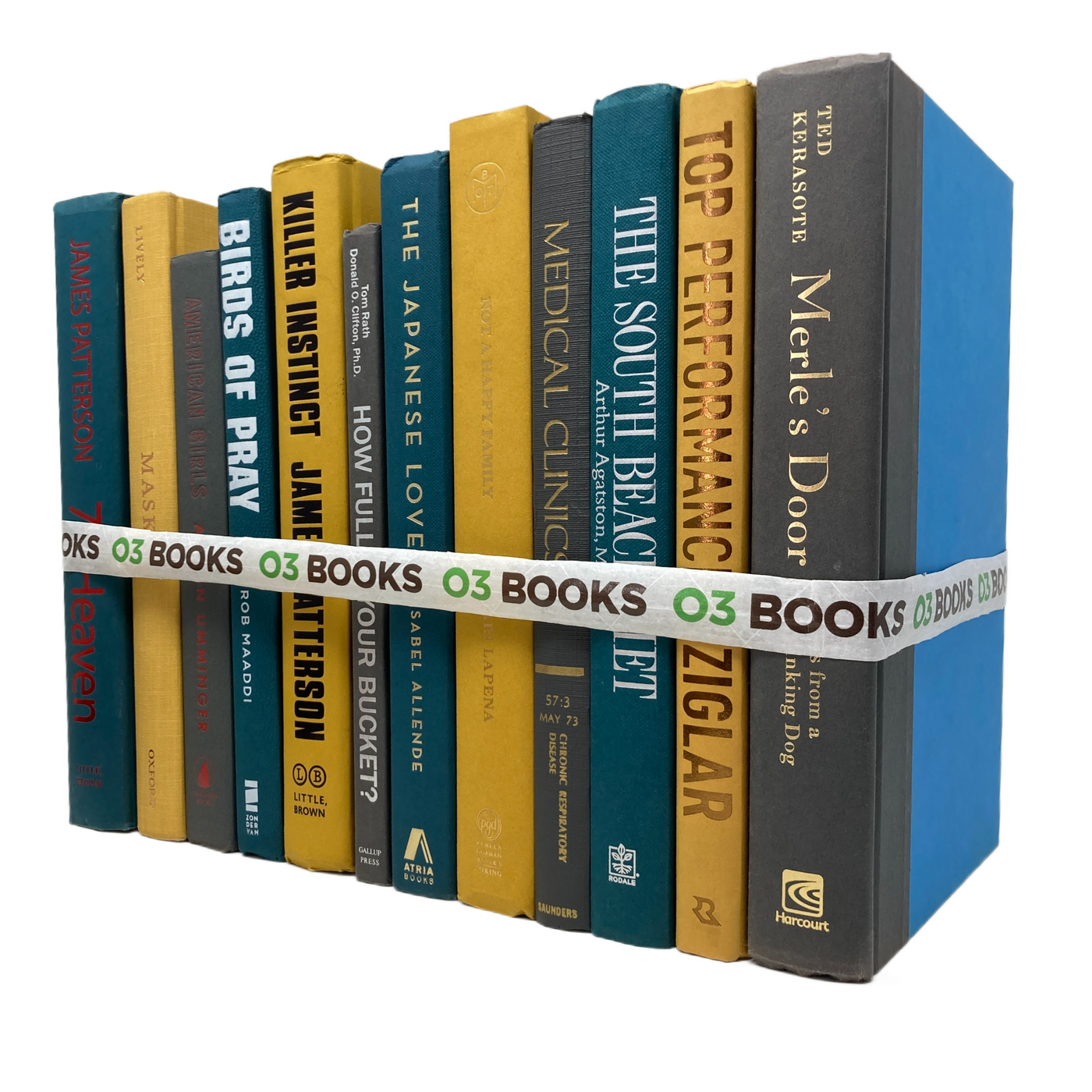 Mustard Mist Decorative Books Teal, Yellow and Gray